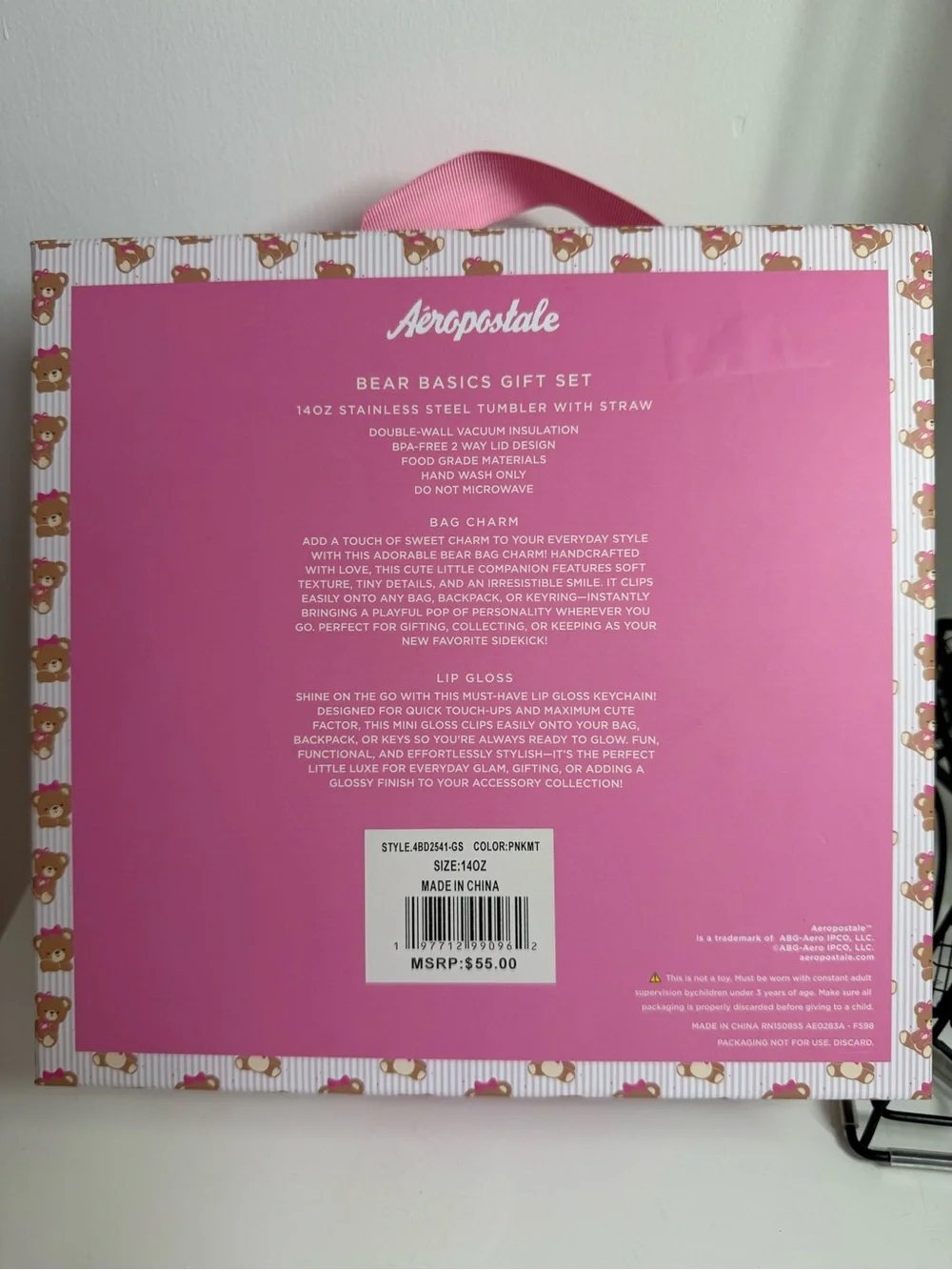 Aeropostale Pink Teddy Mug & Plush Gift Set